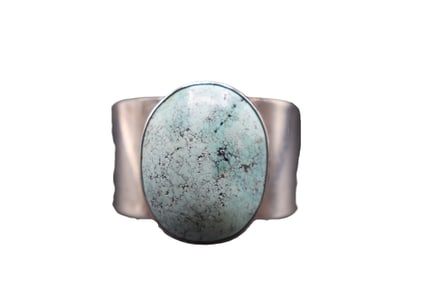 Marked 925 Sterling Silver and Hardstone Cuff Bracelet - Gross 3.270 ozt.