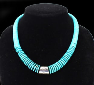 Turquoise Necklace With Sterling Bead