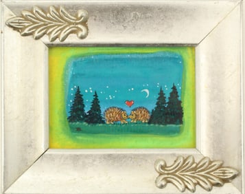 Iris Daniels (1959-2024) German/American, Hand Painted Miniature Oil on Paper