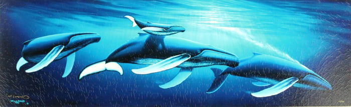 Robert Wyland (Born 1956) American, Long Whales Numbered Screenprint