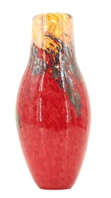 Vibrant Red and Yellow Art Glass Vase