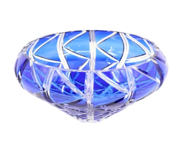 Cobalt Cut to Clear Glass Bowl