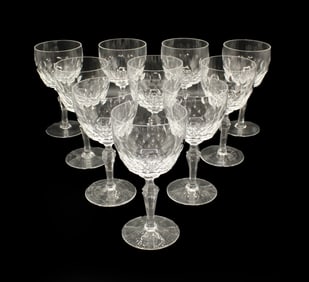 (10) Austrian Cut Crystal Wine Goblets