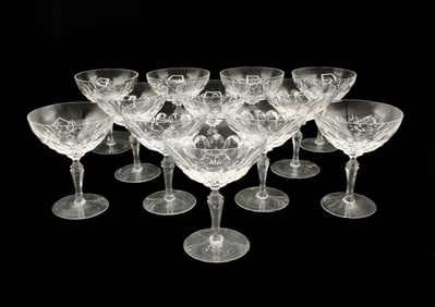(12) Austrian Cut Crystal Champagne Coupe Glasses