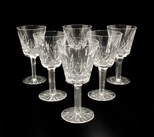 (6) Waterford Cut Crystal Lismore Wine Goblets