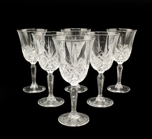 (6) Cut Crystal D'Arques Durand Masquerade Claret Wine Glasses