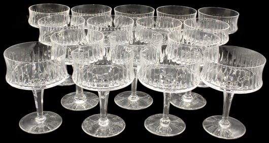 (16) Royal Doulton Sonnet Square Edged Concave Sided Coupe Cut Champagne Glasses