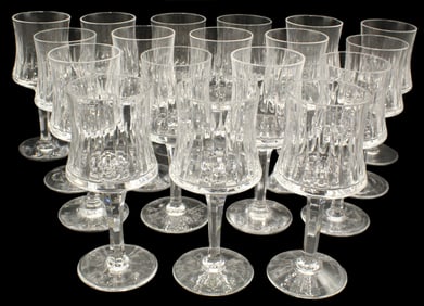 (18) Royal Doulton Sonnet Concave Sided Cut Claret Wine Glasses