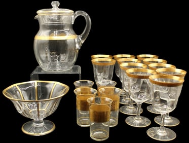 (18) Tiffin Glass Drinkware Pieces