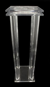 Modern / Contemporary Clear Acrylic Pedestal / Stand With Lazy Susan Top