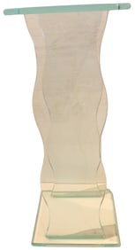 Half Inch Thick Glass Stand With Wavy Vertical Columns For Art Glass Sculptures