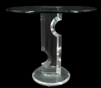 Clear Acrylic Stand With Rounded Beveled Glass Top