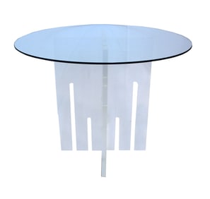 Modern / Contemporary Lucite Table With Round Glass Top