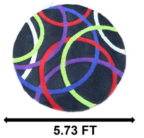 Large Colorful Abstract Circular Pattern Masland Round Rug