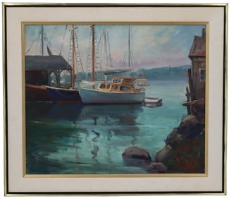 Helen Aubourg (1904-1992) American, Gloucester Dock Scene