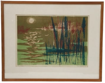 Dorr Bothwell (1902-2000) 1957 California "Bird Refuge" Original Serigraph