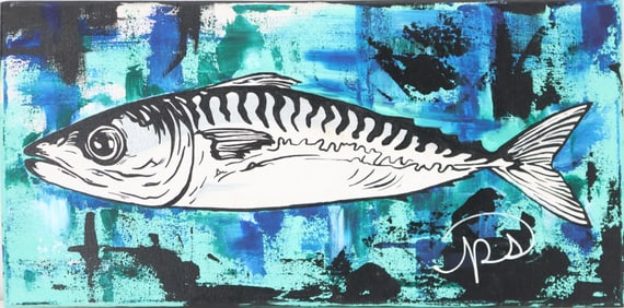 Patti Suzette (21st Century) American, Oil on Canvas Pop Art Fish "Mini Mack"