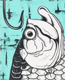 Patti Suzette (21st Century) American, Oil on Canvas Pop Art Tarpon "Off the Hook"