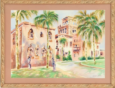 Dennis Luken (20th/21st Century) American, Watercolor Architectural Landscape of the Ca d'Zan