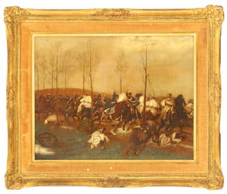 Oil on Canvas Battle Scene