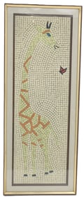 Vintage American School Mosaic Tile Giraffe Wall Art