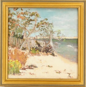 Ann Thiffault (Born 1932) American, Oil on Canvas Impressionist Beach Landscape