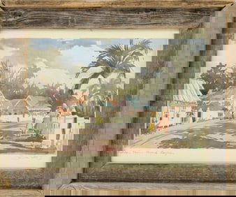 Joanne Sibley (Born 1930) Canadian/Caribbean, Street Scene Lithograph