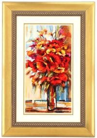 Michael Milkin (Born 1964) Israeli Still Life Print "Red and Yellow Bouquet"