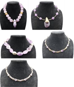 (5) Amethyst Necklaces