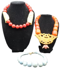 (3) Large Beaded Necklaces