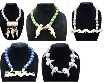 (5) Bone and Beaded Necklaces