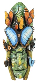 Melvin Gonzalez Rojas Costa Rican Boruca Tribal Mask with Forest Butterflies