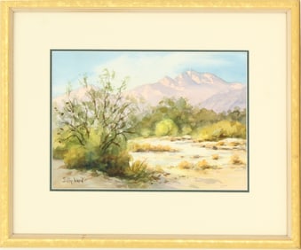 Sally Ward (1909–2010) American, Watercolor Landscape "Desert Color"