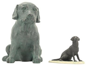 Pair of Hand Made Ceramic Dogs Made in 1983