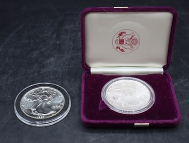 (2) Uncirculated 1989  American Silver Eagle Fine Silver Dollar Coins