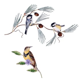 (2) Bovano of Cheshire Enameled Wall Decor of Birds on Branches