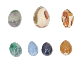 (7) Egg Shaped Polished Tumbled Power Stones