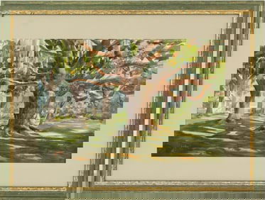 Herbie Rose (1930-2017) Jamaican, Watercolor on Paper Landscape