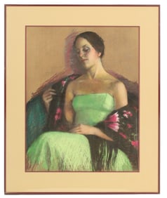 Marcia Burnett Bouton (1919-2014) American, Pastel on Paper Figural Portrait