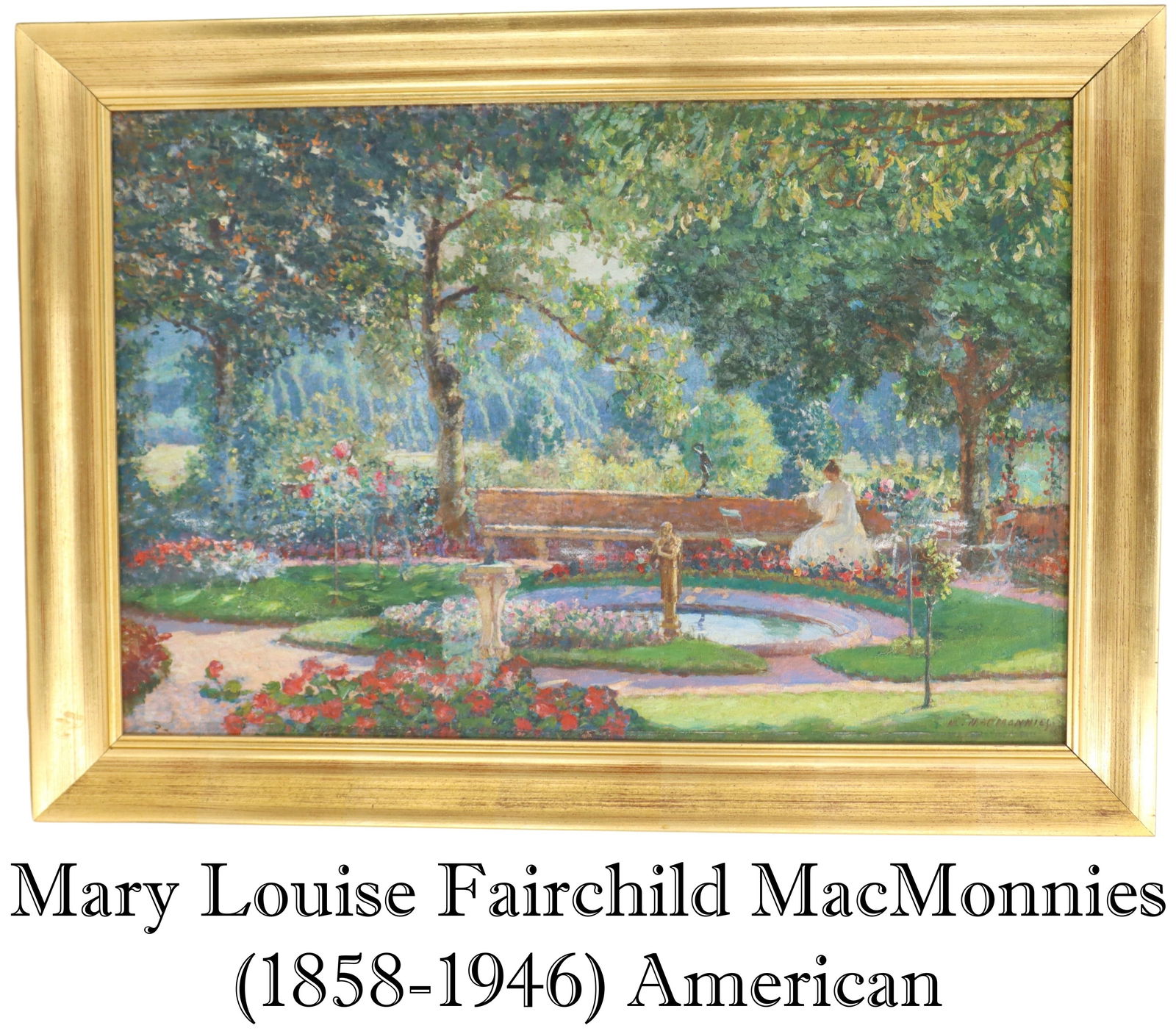 Mary Louise Fairchild MacMonnies (1858-1946) American, Oil on Canvas Giverny Garden