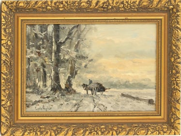 Louis Franciscus Hendrik Apol (1850–1936) Netherlands, Oil on Board Winter Landscape