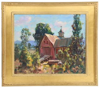 Thomas R. Curtin (1899-1977) American, Springtime Farm Scene Oil on Canvas