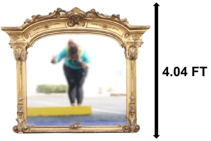 Antique American Large Giltwood Overmantel Mirror