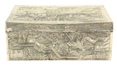 19th Century Chinese Export .900 Silver Casket Box - 34.600 ozt.