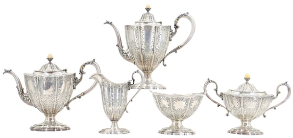 (5) Piece Durgin Sterling Silver Tea Set - Gross 97.135 ozt.