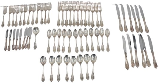 (64) Sterling Silver Wallace Grande Baroque Pieces + 1 Reed & Barton Spoon - Gross 79.71 ozt.