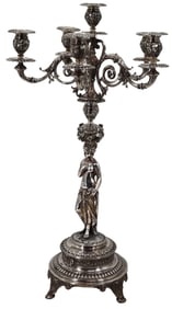 Important French .950 Silver 6 Arm Figural Candelabra - 78.769 ozt.