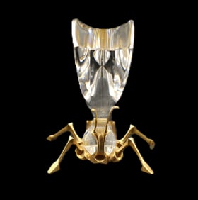 18k Steuben Glass Monarch Butterfly Sculpture Signed