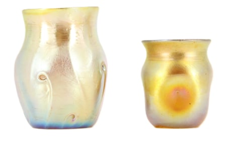Pair of Pair of Louis Comfort Tiffany Gold Favrile Vases
