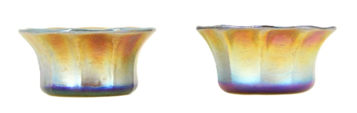 Pair of Louis Comfort Tiffany Gold Favrile to Blue Bowls
